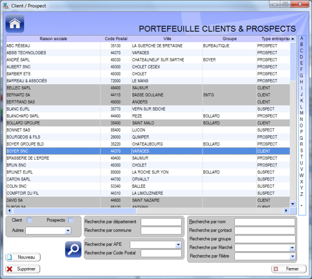 Portefeuille clients prospects
